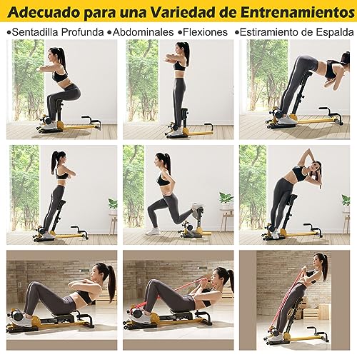 GYMAX Sissy Squat - Rodillo de Entrenamiento para Sentadillas, Ajustable y Enrollable, Multifunción, con Almohadilla Protectora, Soporta hasta 120 kg, para Abdominales, Piernas y Espalda