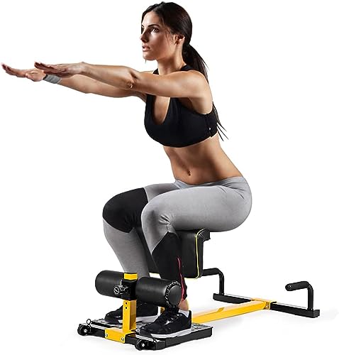 GYMAX Sissy Squat - Rodillo de Entrenamiento para Sentadillas, Ajustable y Enrollable, Multifunción, con Almohadilla Protectora, Soporta hasta 120 kg, para Abdominales, Piernas y Espalda