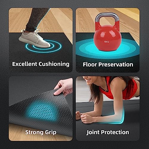 GymCope Grande tappetino da allenamento 6cmx4cmx7mm, tappetino da allenamento per la casa palestra, tappetino cardio per sollevamento pesi, corda di salto, MMA, stretchch, plyo, pilates, antiscivolo