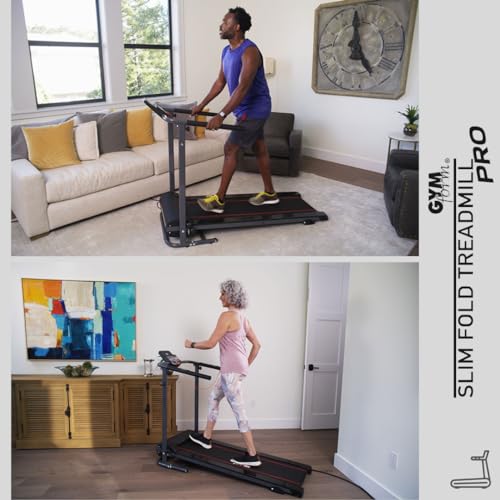 GYMFORM Cinta de Correr Plegable Slimfold Pro, Velocidad hasta 12 km/h, 4 Niveles inclinación Ajustables, 3 programas de Fitness automático, Pantalla LCD, Cinta de Caminar