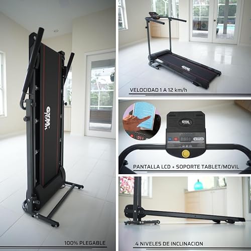 GYMFORM Cinta de Correr Slimfold Treadmill, 3 Niveles de Intensidad, Diferentes programas, Pantalla Led, Plegable, Cinta de Andar eléctrica, Cinta para Correr en el hogar