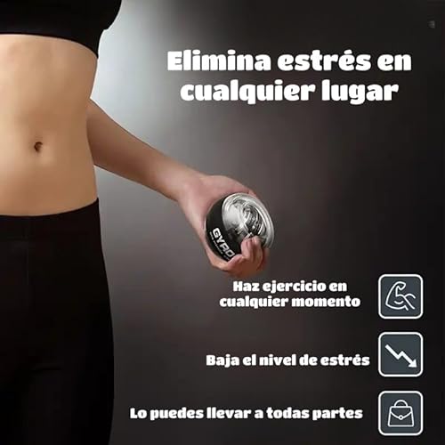 GYRO BALL: Bola para Mano de rehabilitacion y entrenamiento Fortalecimiento fortalecedor de muñeca y antebrazo fuerza agarre de JCSSHOPING , con Luces LED y Núcleo Inoxidable y funda deluxe de REGALO