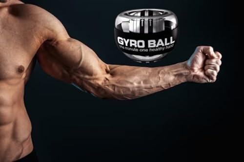 GYRO BALL: Bola para Mano de rehabilitacion y entrenamiento Fortalecimiento fortalecedor de muñeca y antebrazo fuerza agarre de JCSSHOPING , con Luces LED y Núcleo Inoxidable y funda deluxe de REGALO