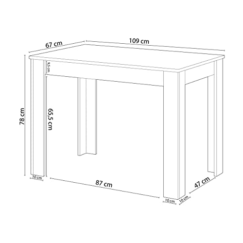 Habitdesign Mesa Auxiliar Fija, Mesa Comedor o Cocina, Acabado en Color Blanco Artik y Cemento, Modelo Cloe, Medidas: 109 cm (Ancho) x 67 cm (Fondo) x 78 cm (Alto)