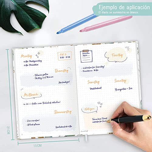 Häfft Bullet Journal Dotted A5 con banda elástica [hojas de oro] 156 páginas | cuaderno punteado, diario | sostenible y respetuoso con el medio ambiente