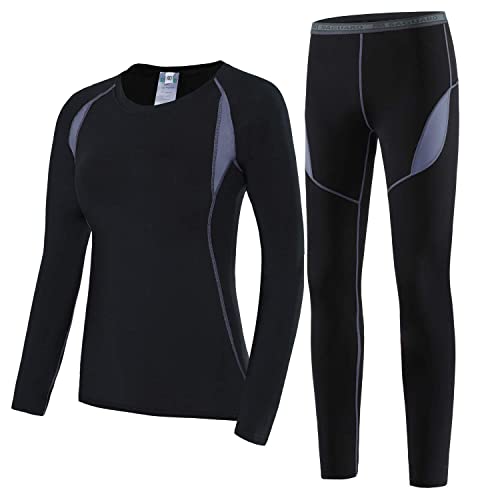 HAINES Ropa Interior Térmica Esqui Mujer Ropa Térmica Interior para Running Montaña Ciclismo Fitness Negro Gr.36