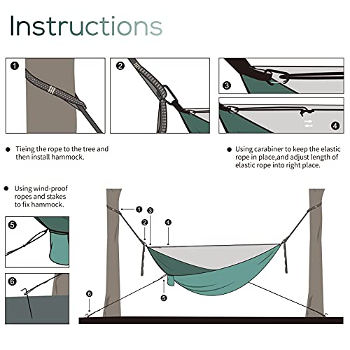 Hamacas Colgantes Sendowtek Hamaca de Viaje de Nylon Supergrande 300KG de Capacidad de Carga Amaca Ligero Portátil para 2 Personas con Mosquitero para Senderismo Jardin Playa Camping al Aire Libre