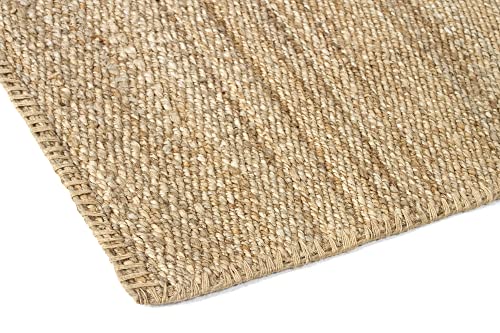 HAMID - Alfombra de Yute Granada 100% Fibra de Yute Natural, Alfombra Suave, Tejida a Mano, Alfombra de Salón, Comedor, Dormitorio, Pasillos, Entrada, Color Natural (70x50cm)