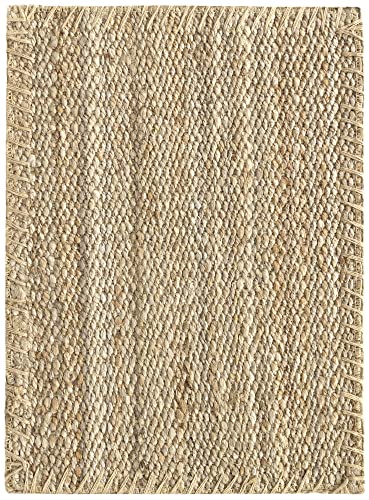 HAMID - Alfombra de Yute Granada 100% Fibra de Yute Natural, Alfombra Suave, Tejida a Mano, Alfombra de Salón, Comedor, Dormitorio, Pasillos, Entrada, Color Natural (70x50cm)