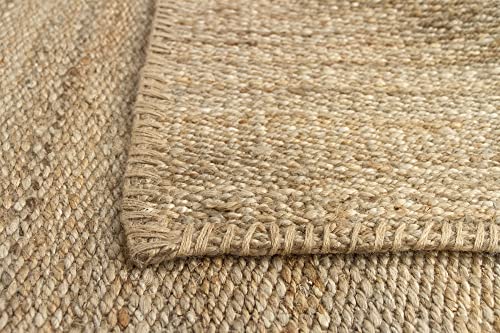 HAMID - Alfombra de Yute Granada 100% Fibra de Yute Natural, Alfombra Suave, Tejida a Mano, Alfombra de Salón, Comedor, Dormitorio, Pasillos, Entrada, Color Natural (70x50cm)