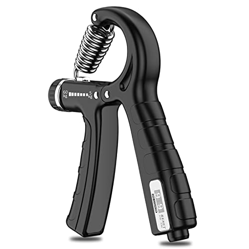 Hand Grip Ejercitador de Manos fortalecedor de dedos, ejercicio en casa máquina de agarre Ajustable de 5-60kg con función de conteo fortalecedor de agarre de mano para Entrenar el Agarre