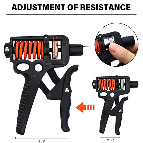 Hand Grip, Fortalecedor de Agarre, Ejercitador de Dedos para Antebrazo Ejercitar Entrenamiento de Fuerza, Rehabilitación de Mano, Reducción de estrés, Resistencia Ajustable 5-165 kg