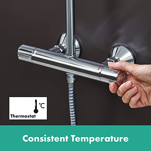 Hansgrohe Vernis Blend Sistema de ducha con termostato 200, 1 tipo de chorro con termostato, cromo, 26276000