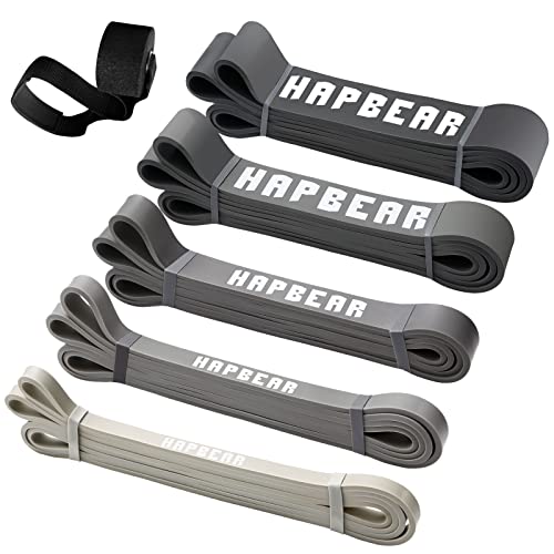 HAPBEAR Bandas Elásticas de Resistencia, Fitness Set de 5, Cintas Musculación con Anclaje de Puerta para Yoga, Pilates, Estiramientos, Entrenamiento Fisioterapia Gimnasio Hombre Mujer