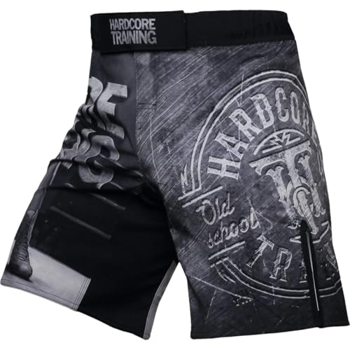 Hardcore Training Fight Shorts Shorts Herren Kampshorts Männer BJJ Grappling Boxeo MMA No Gi Crossfit Workouts, gris oscuro/gris claro, S