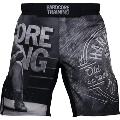 Hardcore Training Fight Shorts Shorts Herren Kampshorts Männer BJJ Grappling Boxeo MMA No Gi Crossfit Workouts, gris oscuro/gris claro, S