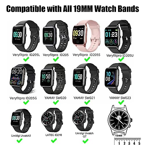 Harikiri Correas de Reloj Inteligente para ID205L,19mm Silicona Correa para Veryfitpro,Yamay fitness,GRV,Willful,Popglory,UMIDIGI,ID205S ID205G ID215G ID216 SW020 SW023 WF021 Smartwatch