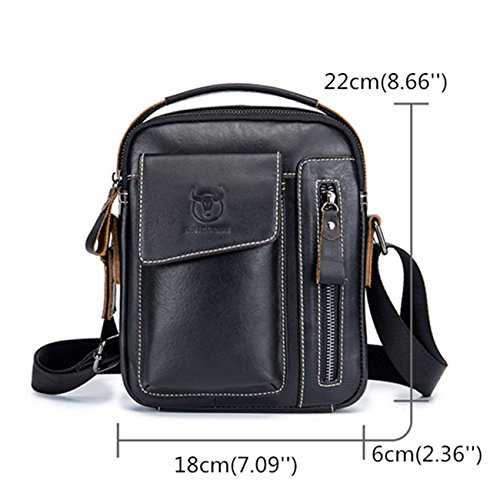 HARPIMER Bolso Mochila de Pecho Bolsos Bandolera, Hombres Cuero Genuino Bolso de Hombro, Retro Ligero Bolso de Cuerpo Cruzado Cartera Diario para Negocios Deporte Casual Excursionismo Negro