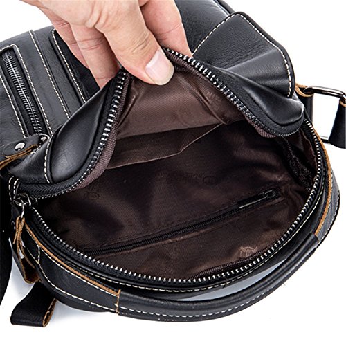 HARPIMER Bolso Mochila de Pecho Bolsos Bandolera, Hombres Cuero Genuino Bolso de Hombro, Retro Ligero Bolso de Cuerpo Cruzado Cartera Diario para Negocios Deporte Casual Excursionismo Negro