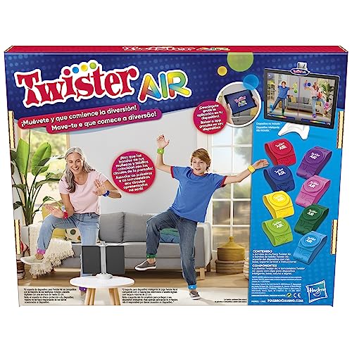 Hasbro Gaming Juego Twister Air - Juego Twister Air con aplicación RA - Se Conecta con Dispositivos Inteligentes - Juegos Activos de Fiesta - Edad: A Partir de 8 años