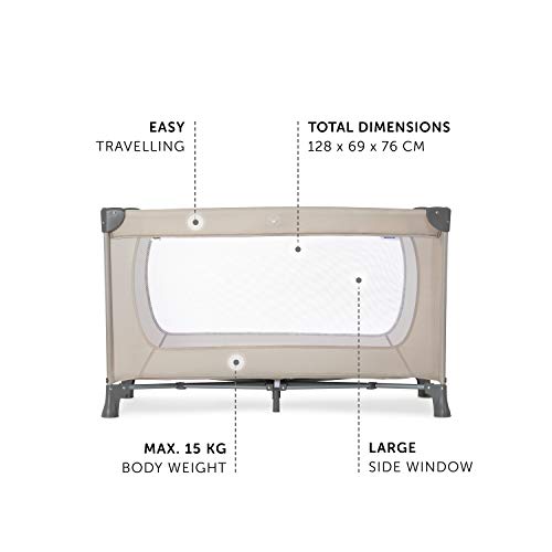 hauck Cuna de Viaje Dream N Play, Parque Infantil desde Nacimiento hasta 15 kg, Cuna Viaje Bebe, Corral Bebe con Bolsa de Transporte, Cuna de Playa, 120x60 cm, Beige