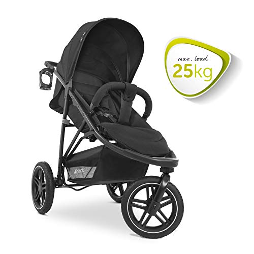 hauck Rapid 3R, Silla de Paseo hasta 25 Kg, Silla Paseo Ligera, Carro Bebe, 3 Ruedas, Reclinable, desde Nacimiento, Capota XL UPF 50+, Todoterreno, Negro