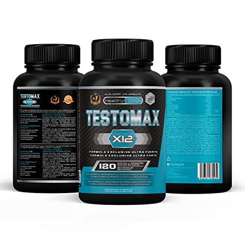 Healthy Fusion Potente Booster de Testosterona Pura | Maca Andina y Taurina | Potencia tus relaciones íntimas | Aumenta la masa muscular y el rendimiento físico | Acción quemagrasas 120 caps