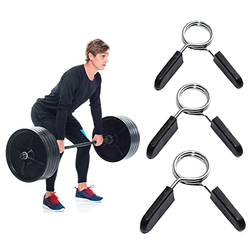 Helweet Abrazaderas Mancuernas, Pinza de Resorte Mancuerna, Collares de Resorte, Clips de Resorte para Mancuernas, para Entrenamiento de Fuerza, 6 Piezas (2,4 cm/2,5 cm/2,8 cm)