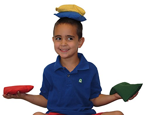 Henbea 738 - PLAFIS Saquitos infantiles de Equilibrio y Coordinación Motora, Bolsitas de tela de algodón rellenas de grano plastico, psicomotricidad y manejo de objetos, Lavables (Pack 4 unidades)