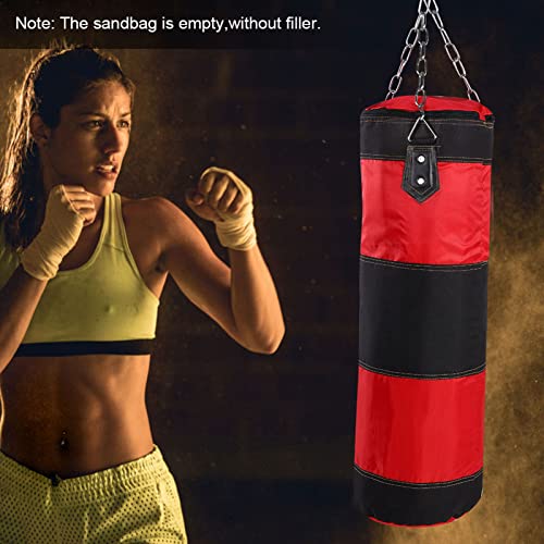 HERCHR Saco De Boxeo, Sacos De Arena para Fitness, Saco De Boxeo Vacío para Entrenamiento, Saco De Arena Vacío, Bolsa Colgante, Combinación De Saco De Arena para Boxeo(100cm-红色)