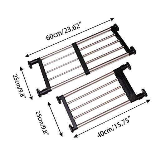 Hershii Estante Extensible de Metal Ajustable para Armario de Almacenamiento, Organizador de gabinete, Divisor de Bricolaje, estantes separadores para Cocina, baño, Negro, 15.7-23.6 Pulgadas