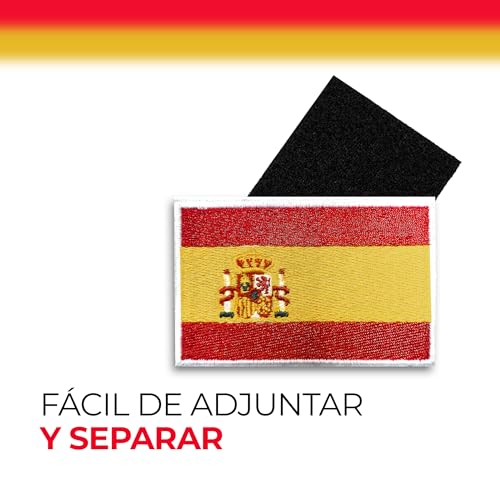 HG FIT Parche Bordado Bandera España con Colores Oficiales 8 x 5 cm, Gancho y bucle de la bandera española, Velcro Parche bordado termoadhesivo for para mochila militar, crossfit, militar, ejército