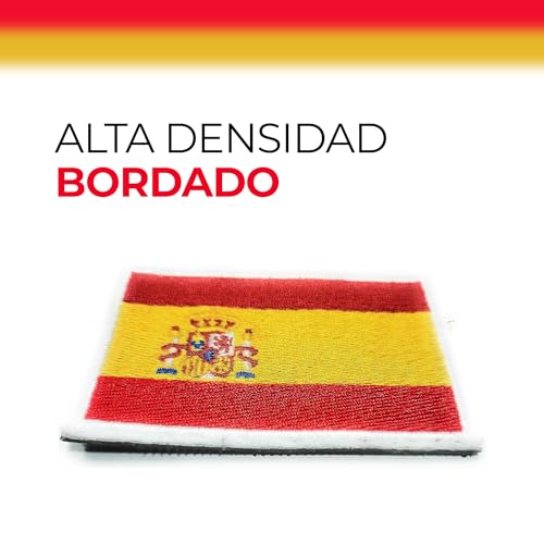 HG FIT Parche Bordado Bandera España con Colores Oficiales 8 x 5 cm, Gancho y bucle de la bandera española, Velcro Parche bordado termoadhesivo for para mochila militar, crossfit, militar, ejército