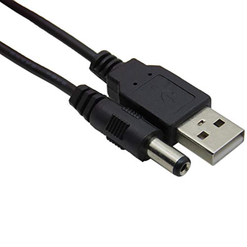 HiLetgo 5pcs USB 2.0 A Male to DC 5.5x2.1mm 5 Volt USB to DC Convert Cable Charge Power Cable Black Max 2.5 Amp Power Cable