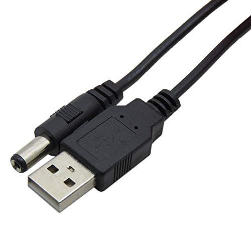 HiLetgo 5pcs USB 2.0 A Male to DC 5.5x2.1mm 5 Volt USB to DC Convert Cable Charge Power Cable Black Max 2.5 Amp Power Cable