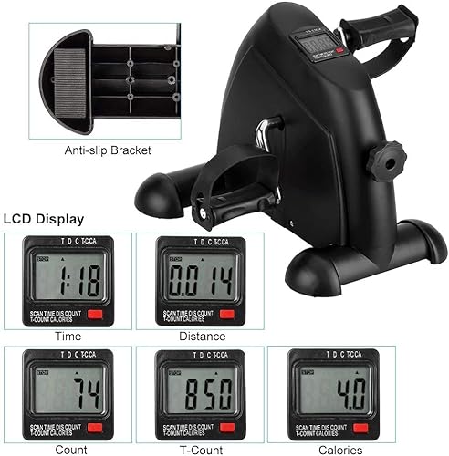 himaly Mini Bicicleta Estática Pedales Estaticos con Pantalla LCD para Entrenamiento Pedaleador de Piernas y Brazos, Bicicletas Estáticas para Fitness Ajustable Resistencia para Hacer Ejercicio