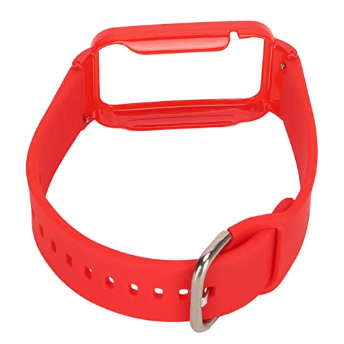 Hiraith Correa de reloj de silicona flexible y elegante, ajustable, segura para hacer ejercicio, Carcasa roja y roja, Correa