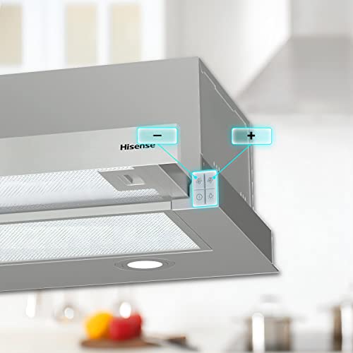 Hisense CH6TL4BX - Campana Telescópica 60 cm, Capacidad de Succión de 450 m³/h, Iluminación LED, Fácil Limpieza y Mantenimiento