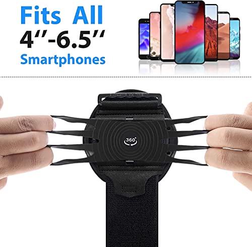 HLOMOM Brazalete Movil Running Desmontable, Brazalete Deportivo para Correr con Bolsa de Auriculares, Brazalete Móvil Deportivo 360° Rotación Ajustable para iPhone 15/14/13//12/Pro/11/XR/X