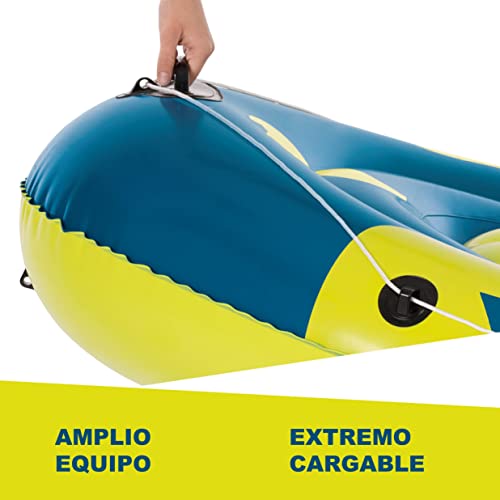 Hoberg Barca Hinchable de 2 plazas YPP-2" | para 2 Personas | Mide 252 x 125 cm y cargable hasta 265 kg | con 2 Bancos, 2 remos, Bomba, Kit de reparación, 2 Soportes de Pesca y Otros Accesorios