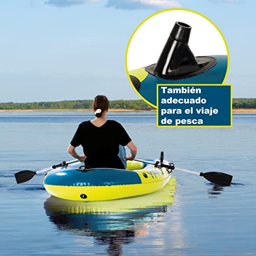 Hoberg Barca Hinchable de 2 plazas YPP-2" | para 2 Personas | Mide 252 x 125 cm y cargable hasta 265 kg | con 2 Bancos, 2 remos, Bomba, Kit de reparación, 2 Soportes de Pesca y Otros Accesorios