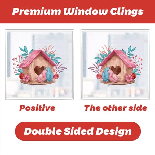 Hojas de Pegatinas para Ventana del día San Valentín 9PCS Hojas Calcomanías Estáticas para Ventanas Calcomanías Extraíbles para Ventana Corazón, Pegatinas Corazón Autoadhesivas para Hogar, Oficina, Fi