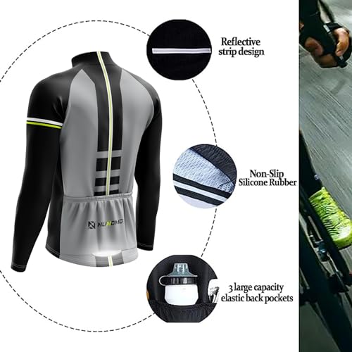 Hombre,Manga Larga Transpirable + Culottes Bici 9D Gel Equipos Conjunto Ciclismo Manténgase abrigado en invierno,Traje de Ropa de Bicicleta de Montaña MTB Ciclista (L,TYPE-7A)