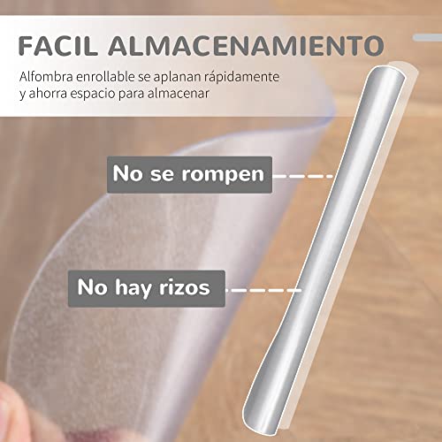 HOMCOM Alfombra Protectora para Silla de Oficina 90x120cm Protector Suelo Enmoquetado (Cuadrilongo, Sin Picos Antideslizantes)