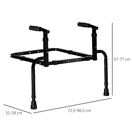 HOMCOM Barandilla Asidero de Sofá para Levantarse con Altura y Ancho Ajustable Riel de Ayuda para Sofá de Cojín Desmontable para Mayores Carga 136 kg 72,5-90,5x51-59x57-77 cm Negro