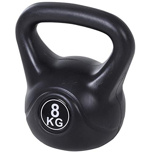 HOMCOM Pesa Rusa de 8 kg Kettlebell de Fiteness Relleno de Arena con Mango Ancho Antideslizante para Ejercicios y Entrenamiento en Casa y Gimnasio 22x17x24 cm Negro