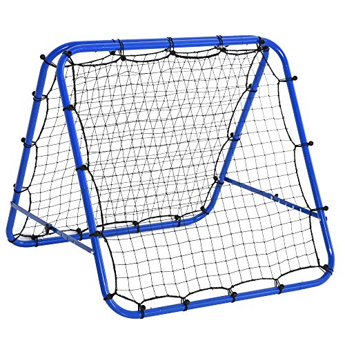 HOMCOM Red de Rebote Plegable para Entrenamiento Rebotador de Deportes Ajustable de 5 Niveles en Ángulo con Tubo de Acero para Fútbol Tenis Béisbol 100x95x90 cm Azul