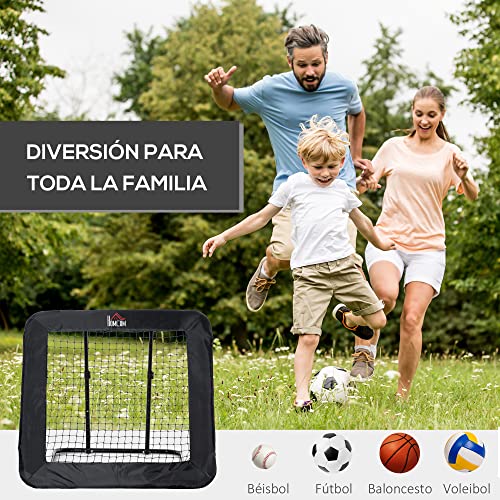 HOMCOM Red de Rebote Plegable Red de Objetivo de Fútbol con 4 Ángulos Ajustables para Entrenamiento de Fútbol Béisbol Deportes en Jardín 128x118x108-120 cm Negro