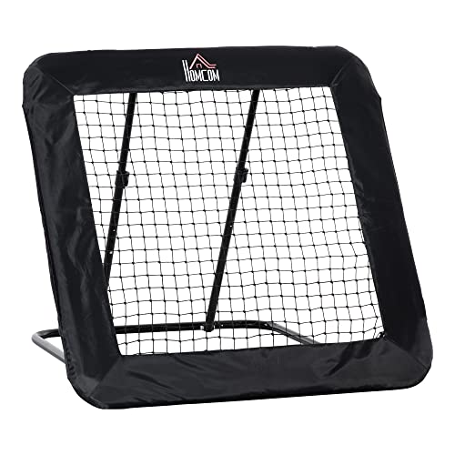 HOMCOM Red de Rebote Plegable Red de Objetivo de Fútbol con 4 Ángulos Ajustables para Entrenamiento de Fútbol Béisbol Deportes en Jardín 128x118x108-120 cm Negro