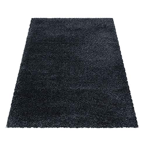 HomebyHome Alfombra Salon Peludo de Pelo Largo 50mm Antracita 280x370 cm - Alfombras de Habitacion Sala de Estar Modernas Suave y Esponjoso - Alfombras Dormitorio Moqueta Cocina Infantil Rectangular